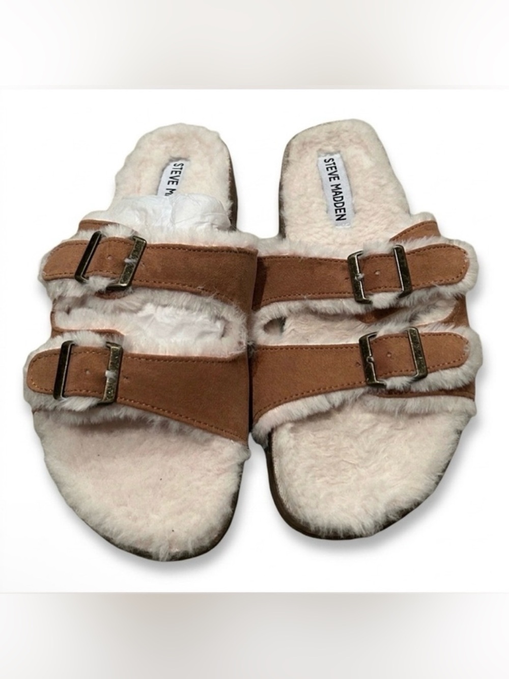 Steve Madden Girls J-Leana Faux-Fur Slide Sandals - Size 4